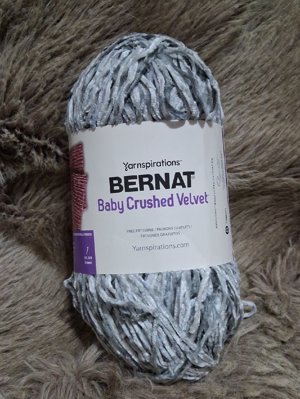 Bernat Baby Crushed Velvet Yarn - Light Gray